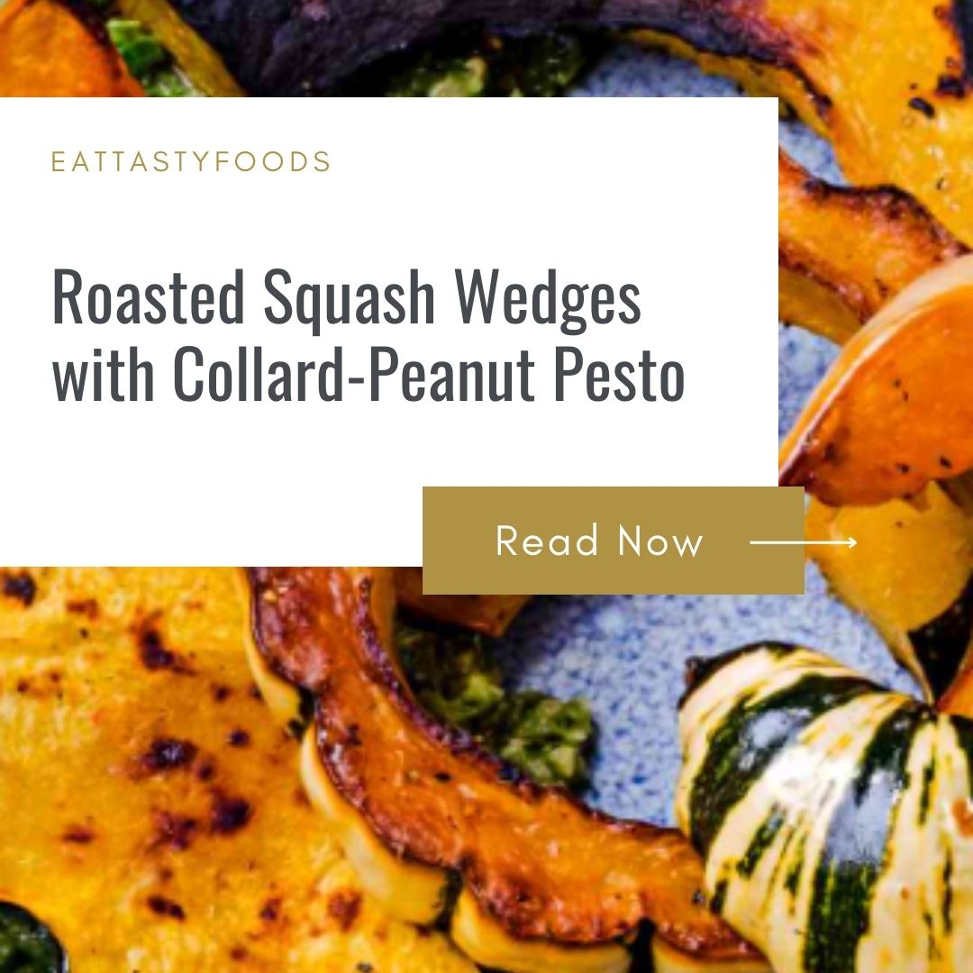 Roasted Squash Wedges with Collard-Peanut Pesto